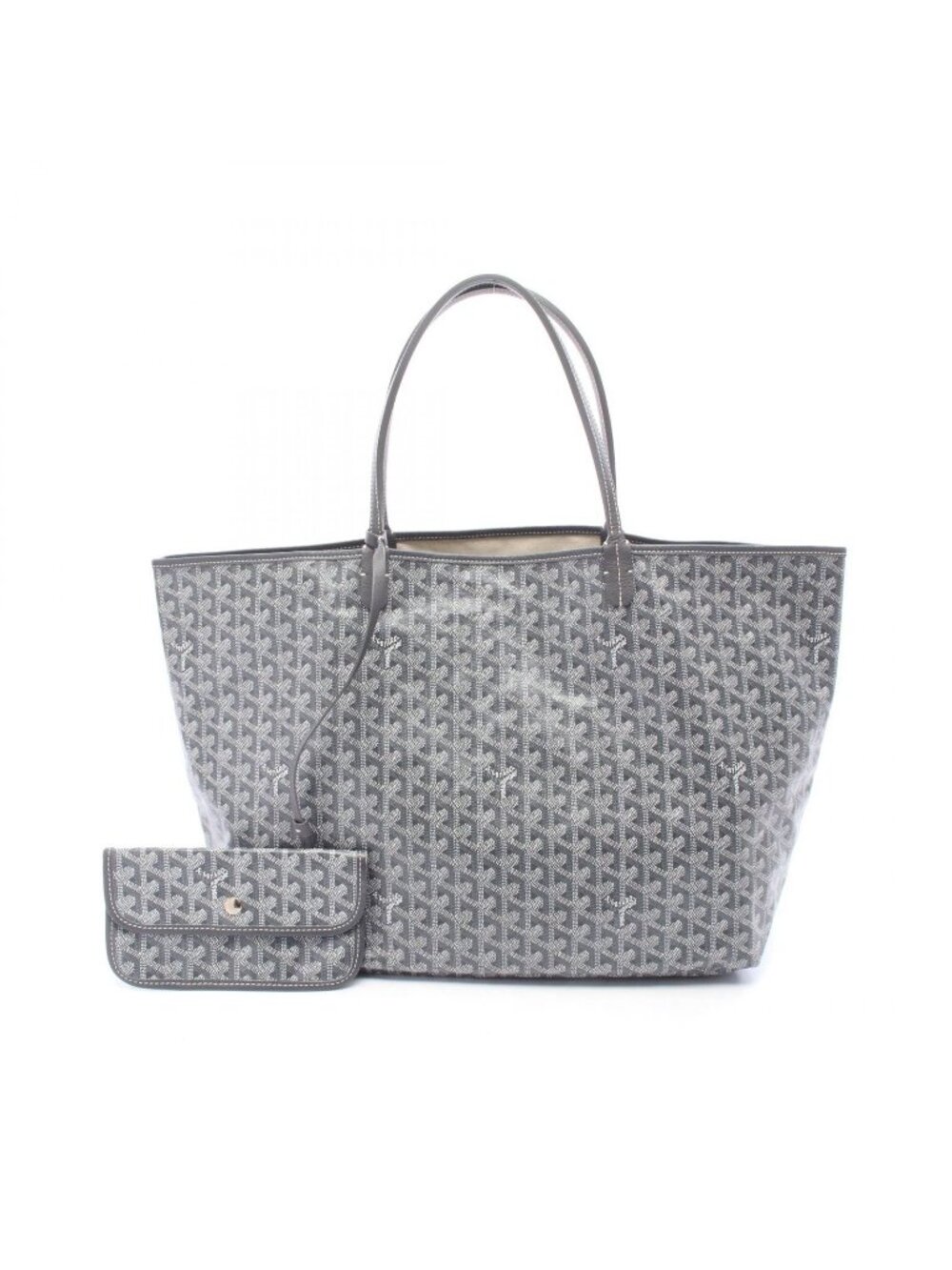 Goyard Tote Bag Saint Louis GM Gray White Leather